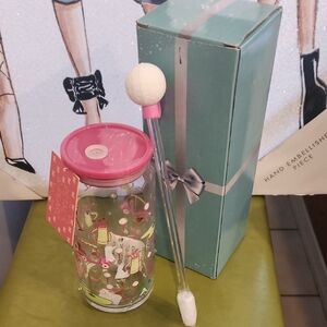 Golf And Martini Glass Tumbler w Golf Ball Topped Straw NWT